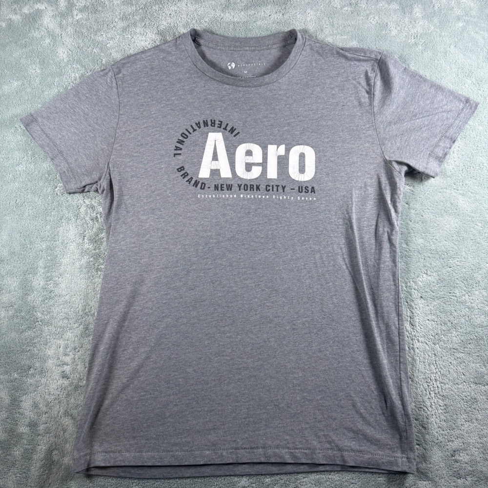 Aeropostale Mens Gray Graphic T-Shirt Aero NYC International Brand Size M
